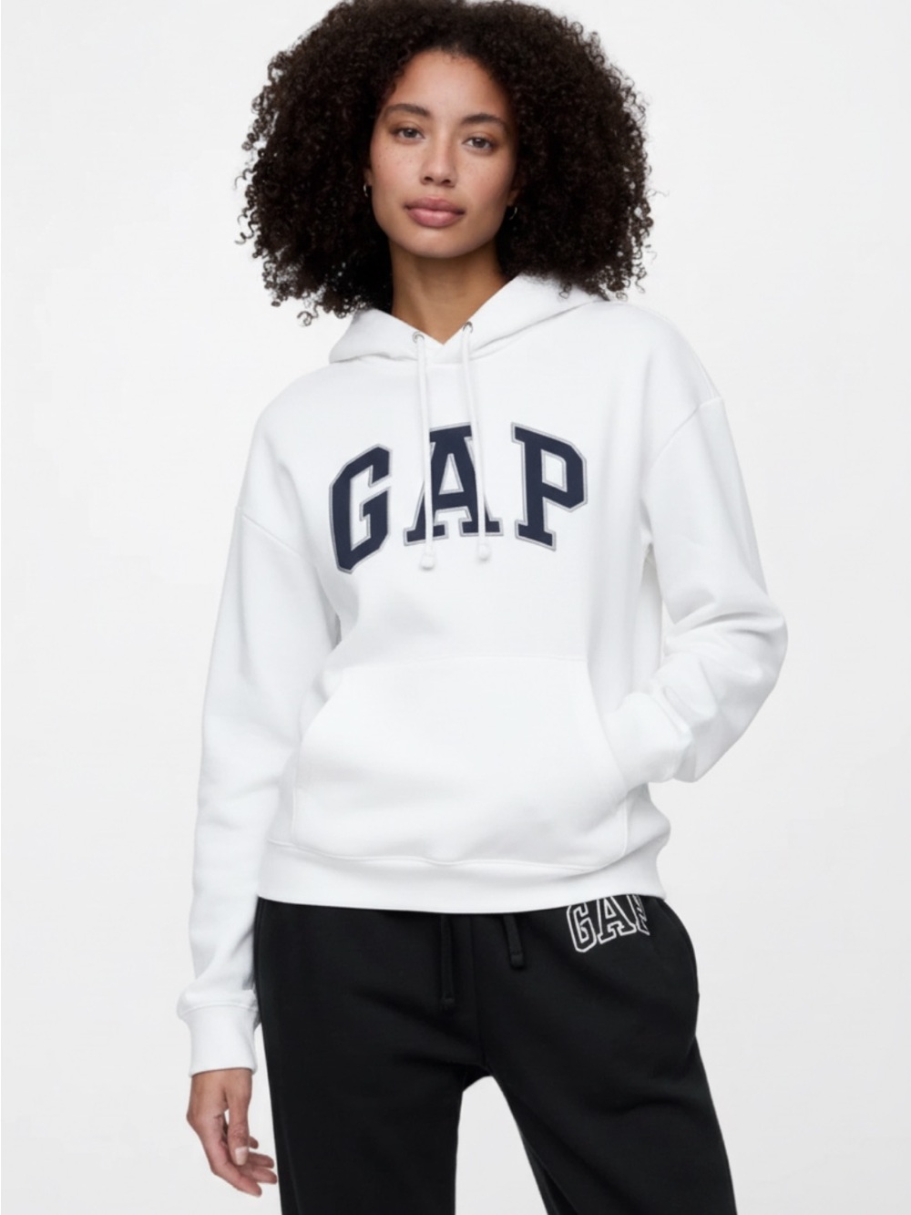 GAP Classic Logo Pullover Hoodie Off White Cream Oversized Sweatshirt Size XS S